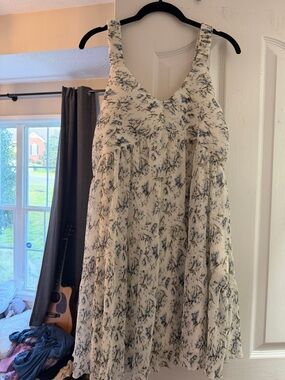 Wishlist White Dress with Blue Floral Print